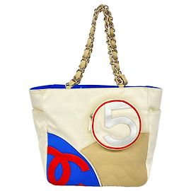 Saco Tote Chanel em lona multicolorida Branco Multicor