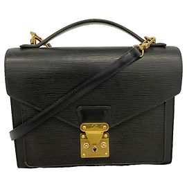 Louis Vuitton Epi Monceau 28 Handbag Black