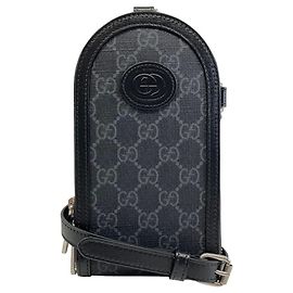 Bolsa de Ombro Gucci em Lona GG Supreme e Couro Preto