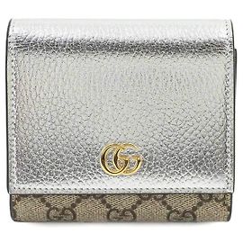 Gucci GG Marmont Bi-fold Geldbörse Silber Beige