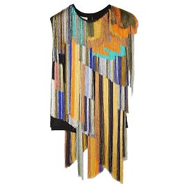 Dries Van Noten Top Multicolore con Frange Nero Multicolore
