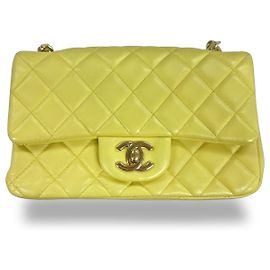 Chanel Classic Single Flap Quilted Lambskin Mini Jaune