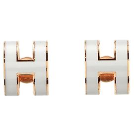 Hermès Hermes Pop H Earrings in White and Rose Gold White Golden