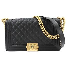 Chanel Boy Chain Shoulder Handbag Black