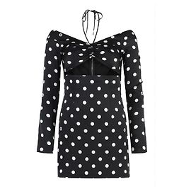Dolce & Gabbana Vestido de seda com bolinhas Preto Branco