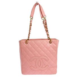 Chanel Petite Shopping Quilted Caviar Large Pink