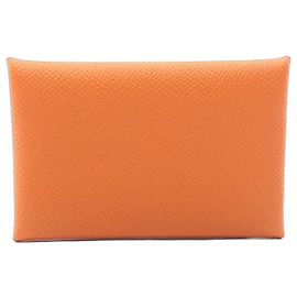 Hermès Hermes Calvi Verso Coin Purse Golden Orange
