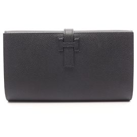Hermès Hermes New H Passant Toutain Man Bi-fold Long Wallet Black