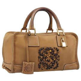 Borsa a mano LOEWE Amazona 28 in pelle beige oro Auth 200000A Beige D'oro