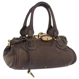 Chloé Bolsa de mão Chloe Paddington em couro marrom ouro prata Auth yk20745SAM Marrom Prata Dourado