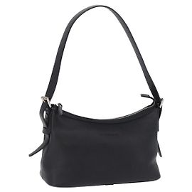 BURBERRY Shoulder Bag Leather Black Silver Auth 202141A Black Silvery