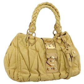 Bolso Miu Miu Matelassé de piel 2way Amarillo Tono Dorado Auth 167575V Otro Amarillo