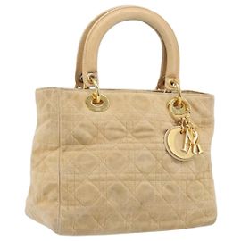 Sac à main Christian Dior Canage Suede Beige Gold Auth bs36869 Beige Doré
