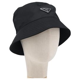 PRADA Bucket Hat Nylon Black Silver Auth 200831V Black Silvery