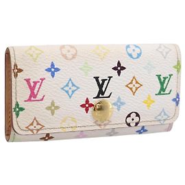 LOUIS VUITTON Monogram Multicolor Multicles 4 Key Case White M93731 Auth 198335 Blanc