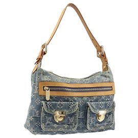 LOUIS VUITTON Monogram Denim Buggy PM Shoulder Bag Blue M95049 LV Auth 202125V Blu Monogramma