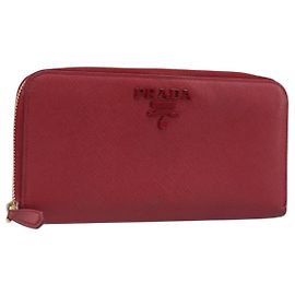 Portafoglio lungo PRADA in pelle Safiano rosso e oro Auth bs36867 Rosso D'oro