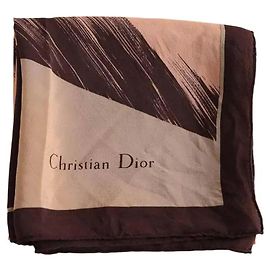 Autre Marque Foulard quadrato Dior in seta marrone Marrone
