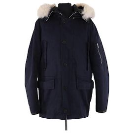Sandro Men's Navy Blue Cloth Coat XL Navy blue