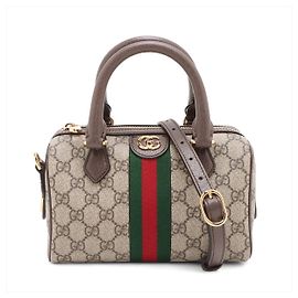 Gucci mala Trunk Ophidia GG Small em couro e lona GG Supreme Bege Bege