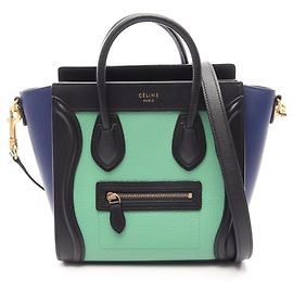 Céline Celine Luggage Nano Shopper Handtasche Schwarz Blau Grün