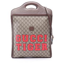 Saco Tote 2-Way Gucci GG Supreme Marrom Bege