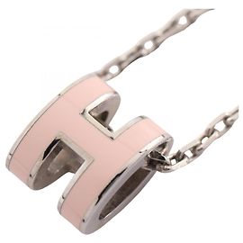Hermès Collier Hermes Mini Pop H Argenté Rose
