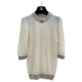 CHANEL Cashmere Seide Lurex Strickkleid Tunika FR 36 Gebraucht Andere