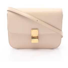 Céline Bolsa de Ombro Celine Classic Box Medium Bege