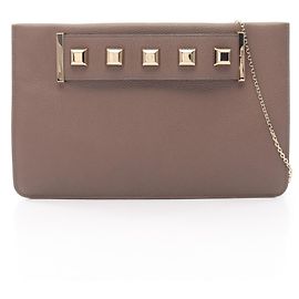 Borsa a tracolla Salvatore Ferragamo Gancini con borchie Beige