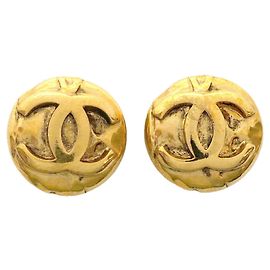 Pendientes de clip Chanel chapados en oro Dorado