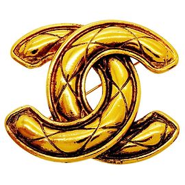 Chanel Gold Plated Brooch Golden