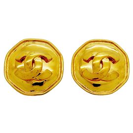 Chanel Gold Plated Clip Earrings Golden