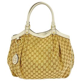 Saco Tote Gucci GG Canvas Sukey Bege