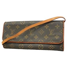 Louis Vuitton Monogram Pochette Twin GM Shoulder Bag Brown