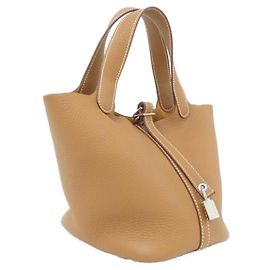 Hermès Bolsa Hermes Picotin Lock PM Marrom Dourado