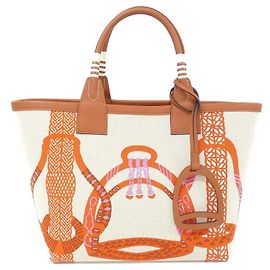 Hermès Hermes FANRAISIE D'ETRIERS Steeple Handtasche Rot Beige Andere Roh