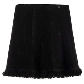 Mini-jupe Chanel en laine noire Noir