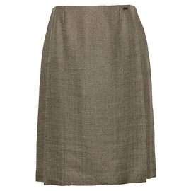Saia evasê Chanel em lã mohair midi cáqui Outro