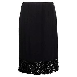 Jupe Chanel en soie noire à sequins Noir