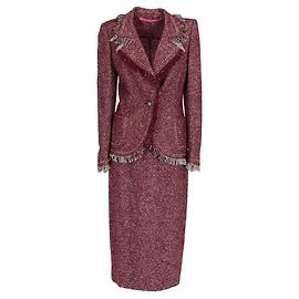 Conjunto Emanuel Ungaro de Blazer e Saia de Lã Bordeaux Bordeaux