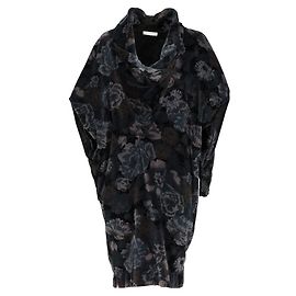 Robe Genny en velours de coton bleu et gris années 80 Bleu