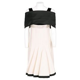 Autre Marque Abito 6267 in misto lana bianco e nero Bianco