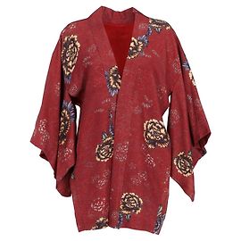 Autre Marque A.N.G.E.L.O. Vintage Upcycling '70s Kimono Burdeos