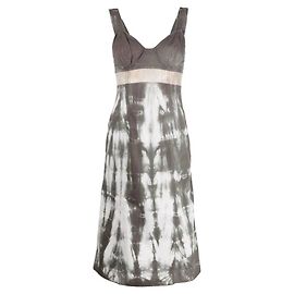 Abito midi Prada tie-dye in cotone e seta marrone e bianco Bianco