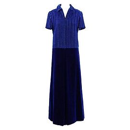 Robe longue Lancetti en velours bleu Bleu
