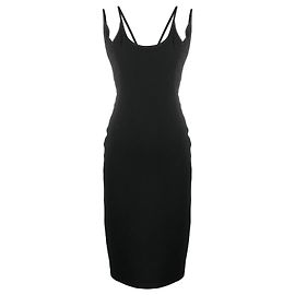 Versace Midi Kleid aus schwarzer Wolle Schwarz