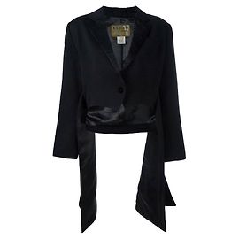 Kenzo Black Wool Floral Embroidered Blazer Black