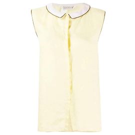 Camicia senza maniche Versace in lino giallo Giallo