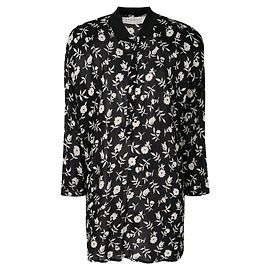 Versace Schwarzes Viscosehemd mit Blumenmuster Schwarz